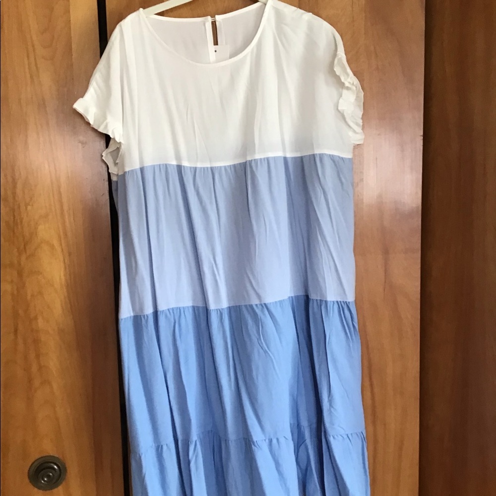 Blue and white ruffle dress